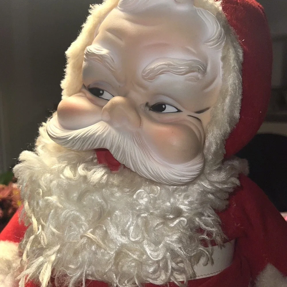 Vintage Rushton Co. Santa Claus Plush Doll Rubber Face‎ White Boots 20